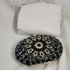 Elegant Black and White Crystals RAMLA Convertible Bag